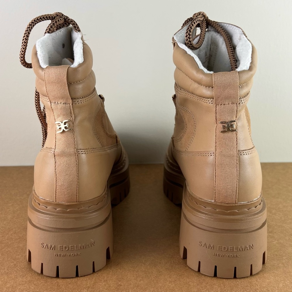 NEW SAM EDELMAN TAN COMBAT BOOTS - Picture 5 of 11